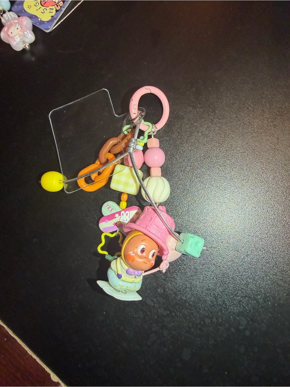 Kids Pink Character Keychain Toy Accessory